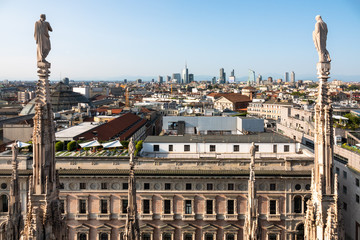 aerial view over Milan Italy