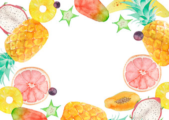 夏 トロピカルフルーツ パイナップル 水彩 イラスト Wall Mural Tada 夏 トロピカルフルーツ パイナップル 水彩 イラスト Wall Mural Tada