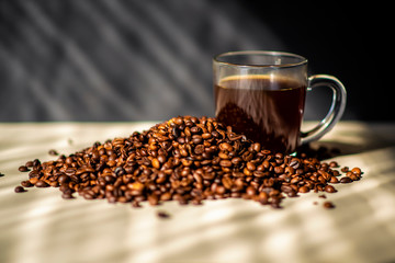 Naklejka premium coffee beans and Cup of coffee