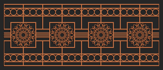 Laser cutting design for fencing, door, wall or window panel. Jigsaw die cut ornament. Lacy cutout silhouette stencil. Fretwork floral pattern. Vector template for carving, metal and woodcut.