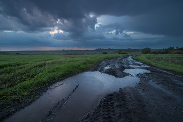 landscape with road and clouds