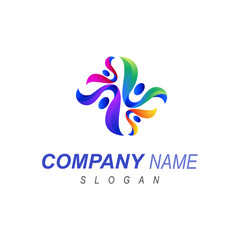 human logo, community logo with several people+ unity icon