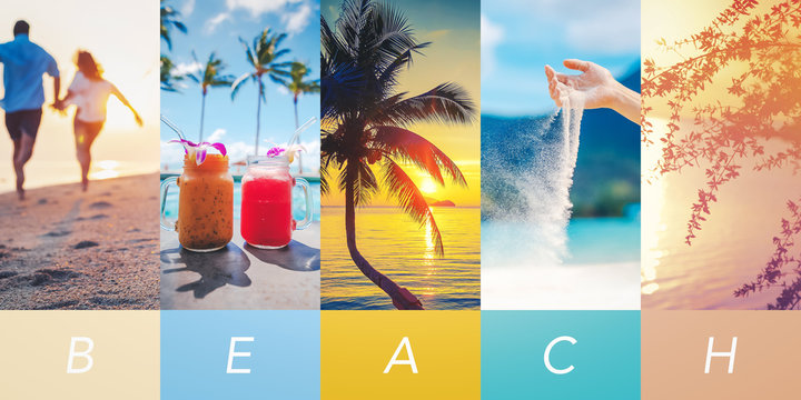Concept tropical paradise, collage template for any design