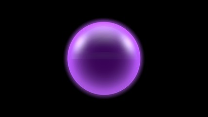 3D illustration of a glowing ball, a perfect purple sphere on a black background. Abstract image, idea for background, futuristic composition. 3D rendering