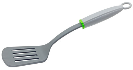 Plastic spatula for a frying pan isolated on white