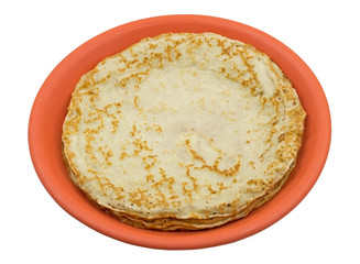 pancakes on a plate on a white