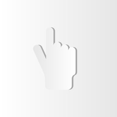 Click here the button hand vector icon. Simple modern design illustration.