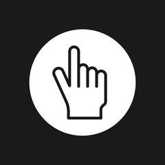 Click here the button hand vector icon line art. Simple modern design illustration.