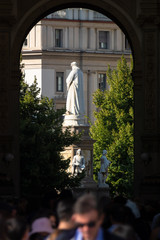 Monument of Leonardo da Vinci in Milan Italy