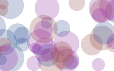 Multicolored translucent circles on a white background. Pink tones. 3D illustration