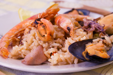 Tasty seafood dish – Paella a la marinera