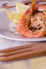 Tasty seafood dish – Paella a la marinera