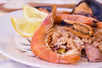 Tasty seafood dish – Paella a la marinera