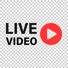 Live video icon in transparent style. Streaming tv vector illustration on isolated background. Broadcast business concept.