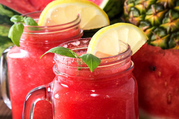 watermelon and pineapple smoothie, summer drink