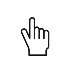Click here the button hand icon line art. Simple modern design illustration.