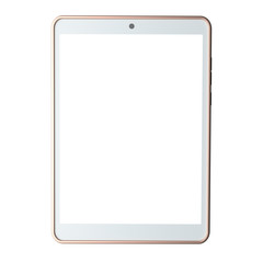 Mockup Tablet computer with gold frame isolated on white background. Front view. 3d rendering