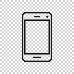 Phone device sign icon in transparent style. Smartphone vector illustration on isolated background. Telephone business concept.