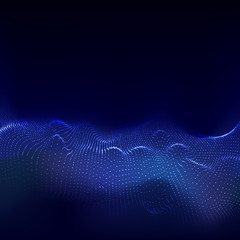 Abstract Blue Dynamic Shiny Glowing Dots Mesh Background
