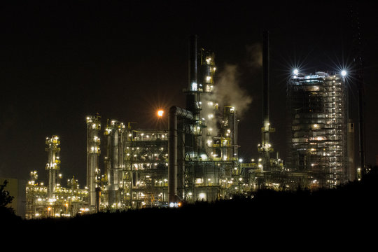 Leuna Inc, Leuna Werke, Germany at night