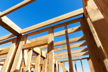 The frame of the wooden house