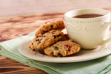 Oaty cherry cookies on plate