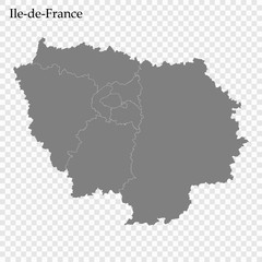 Fototapeta premium Wysokiej jakości mapa regionu Francji