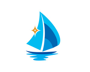 Modern Sailboat Logo Illustration In Isolated White Background