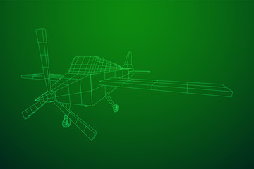 Plane Abstract polygonal wireframe airplane. Travel aircraft, tourism and vacation concept. Wireframe low poly mesh vector illustration