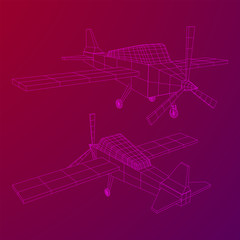 Plane Abstract polygonal wireframe airplane. Travel aircraft, tourism and vacation concept. Wireframe low poly mesh vector illustration