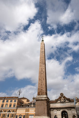 Fototapeta na wymiar Flaminio Obelisk, built by the Egyptians in the XIIth century BC, Piazza del Popolo, Rome, UNESCO world heritage site, Latium, Italy, Europe