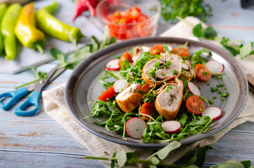 Chicken roulade with fresh salad