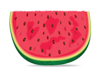 Realistic vector watermelon slice illustration isolated on white background.