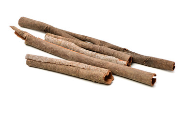 Cinnamon on white background