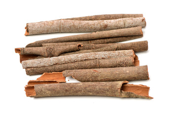 Cinnamon on white background