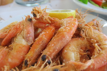 close-up large shrimps, tasty and healthy food