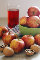 Apples and juice with autumn mood	