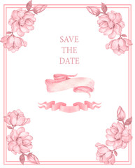 Cute wreath with leaves, white pink flowers, Pyrethrum and inflorescence Hydrangea, illustration in vintage watercolor style Romantic design Greeting, Weeding, Birthday and Invite card. Event Frame