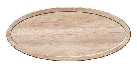 Oval board made of light wood with wooden frame