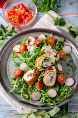 Chicken roulade with fresh salad