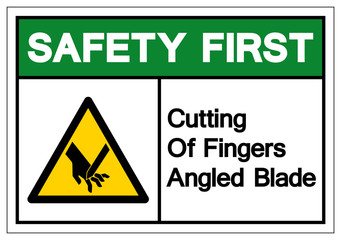 Safety First Cutting Of Fingers Angled Blade Symbol Sign, Vector Illustration, Isolate On White Background Label .EPS10