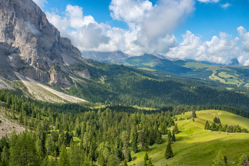Beautiful view of a valley in the dolomites in italy