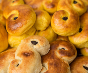 Hot and freshly baked saffron buns.