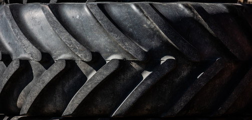 Tracks of a brand new tractor tyre. © Trygve