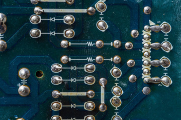 Details of a blue printed circuit board.
