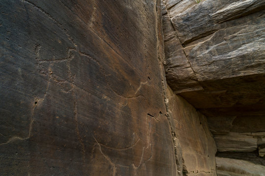 Engravings, Archaeological site, Ribeira de Piscos, C&ocirc;a Valley, Western Iberia, Portugal, Europe, Rewilding Europe