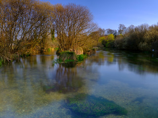 Fototapeta na wymiar The River Itchen in spring at Ovington, Hampshire, UK