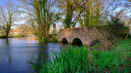 Spring sunshire on the River Itchen, Ovington, Hampshire, UK