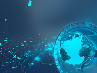 Technological background hologram of the planet Earth