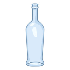 Vector Cartoon Illustration - Empty Glass Bottle